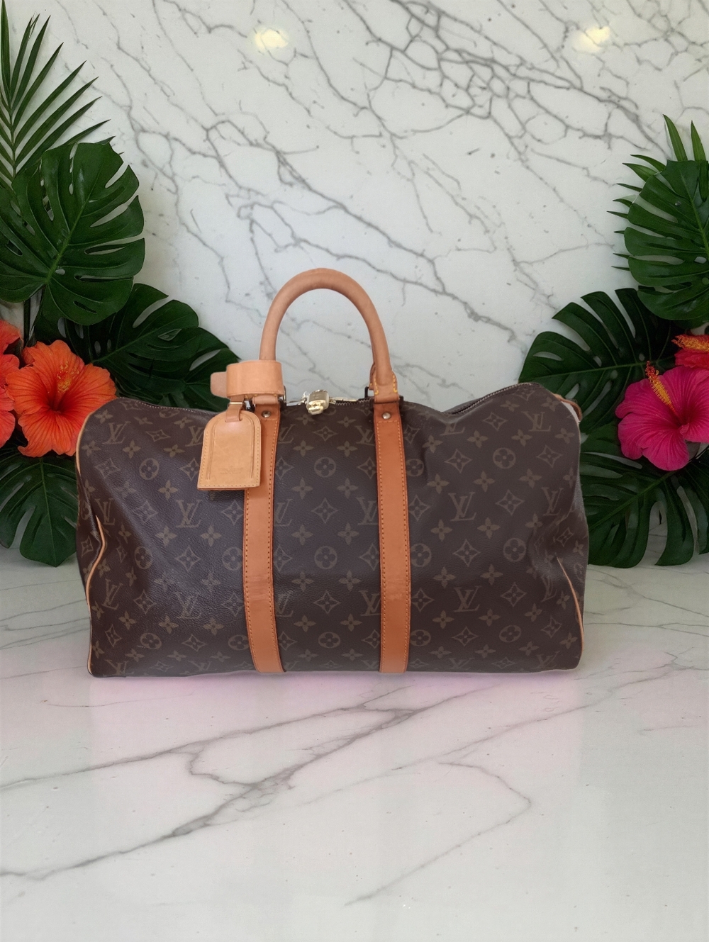 Louis Vuitton Monogram Keepall 45 Travel Duffle Bag Vintage ✨ Lock & Key